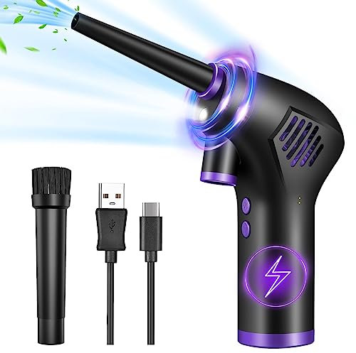 Fulluky Elektrische Staubgebläse, Druckluftspray für PC Reinigung, Air Duster mit 15000mAh Akku/LED-Licht, Dust Blower Druckluft für Laptop, Tastatur, Sofa, Auto, Bürogeräte Reinigungsset