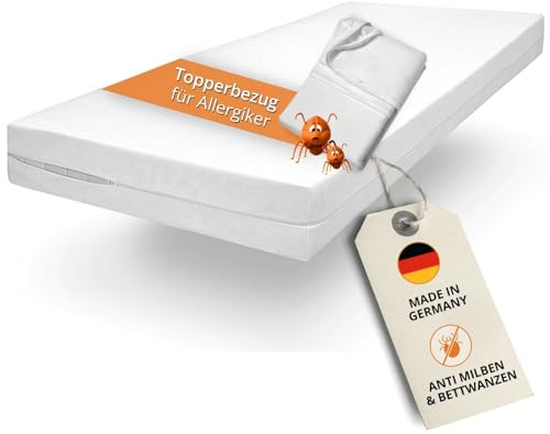 sleepling Comfort 100 Evolon Encasing - Coprimaterasso anallergico e antiacaro, per persone allergiche alla polvere, altezza fino a 6 cm, lavabile a 95°, 120 x 200 cm, colore: Bianco
