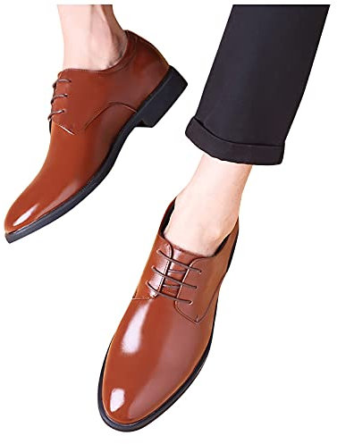 Herren Lackschuhe Schnürhalbschuhe Schuhe Lack Business Anzugschuhe Herren, Lederschuhe Schnürhalbschuhe Lackleder Schuhe Hochzeit Leder Bankettschuhe