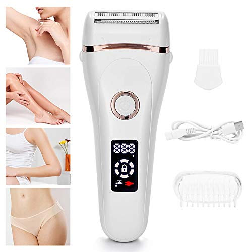 Elektrischer Damenrasierer Bikinitrimmer, nass & trocken, wiederaufladbar, kabellos, schmerzlos, elektrischer Rasierer für Frauen, LED-Display, Rasierer für Beine, Achselhöhlen