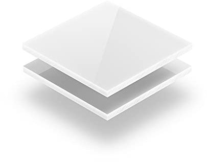Feuille acrylique Blanc opal 5 mm - d'une dimension allant de 10x10 cm à 100x230 cm. Résistance aux UV, PMMA de haute qualité, Film protecteur sur les deux faces, Ne présente aucun bord tranchant.