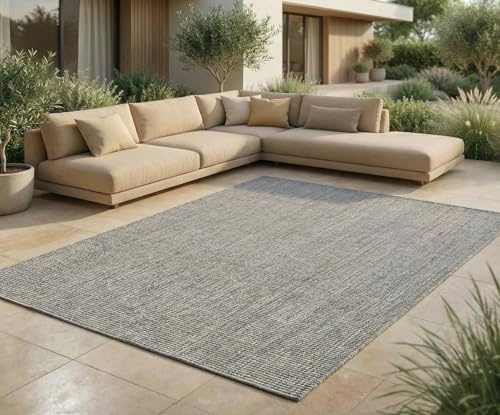 Jimri Tapis d'intérieur et d'extérieur – Tapis résistant aux intempéries pour Balcon, terrasse, Jardin, Cuisine - résistant aux Rayons UV et à l'eau - 80 x 150 cm, Argenté