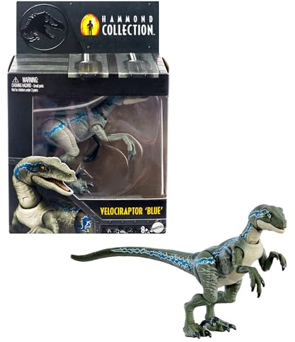 Mattel Jurassic World Hammond-Sammlung Dinosaurierfigur Velociraptor Blue, Premium-Design & Beweglichkeit, Spielzeug zum Sammeln, HTV62