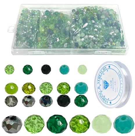 1000 cuentas de cristal facetadas con 1 pieza de cuerda de perlas, cuentas redondas de cristal, cuentas espaciadoras de colores para pulseras, collares, pendientes, fabricación de colgantes, DIY,