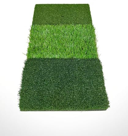 3-in-1 Golf Abschlagmatte 90 x 40cm - Fairway, Rough & Driving Turf, 10mm Eva Boden + 12-35mm PP/Nylon Turf, Golf Trainingsmatte für drinnen/außen, Premium Geschenk für Herren Golf