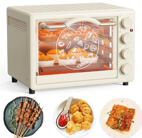 SUPER FOREST Mini Four électrique 1200 W, Mini Four Domestique Multifonction Automatique de 20 litres, Petit Four de Conception compacte pour rôtisserie, Pain Artisanal, Pizza, pâtisserie,
