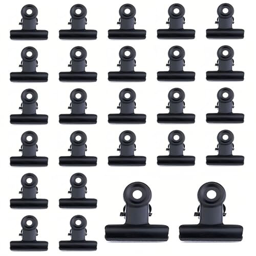 TMJFHAO 30 Stück klammern metall schwarz Binder Clips 22mm,Kleine Bulldogge Büroklammern klemmen klein für Akten, Papiergeld, Etiketten, Taschen, Geschäfte, Büro
