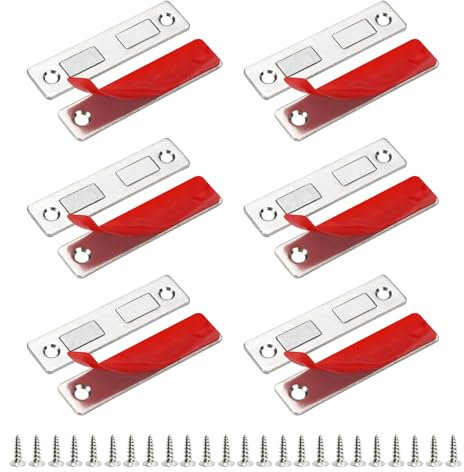 6 pares Cierre Magnético Ultra Delgado, Cierre Magnético Universal Para Puertas, Juego De Pestillos De Doble Imán, Cierres Magnéticos Para Gabinetes Autoadhesivo E Invisible Para Armario para muebles
