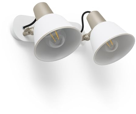 LEDKIA LIGHTING Lámpara de Pared Baño Metal 2 Focos Birzay Blanco E27