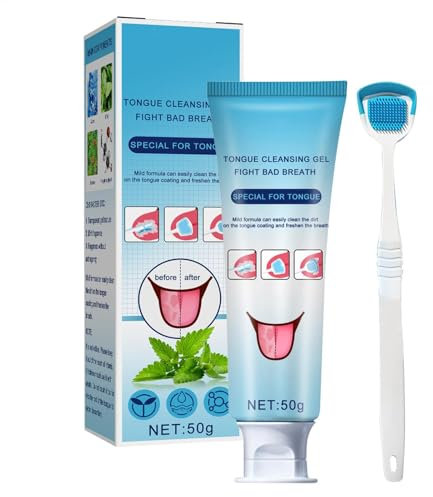 SVCEQZE Gel de limpieza de lengua con, Tung de 50 g y limpiador de lengua de gel, kit de limpiador de lengua, raspador de lengua, gel limpiador de lengua, limpiador de lengua para
