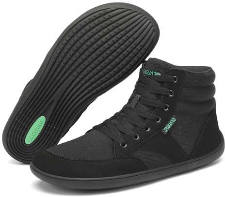 SAGUARO Barfußschuhe Damen Herren - Barfuss Schuhe Damen Outdoor Barfusschuhe High-Top Barefoot Shoes mit Zero-Drop Sohle Schwarz, Gr.41