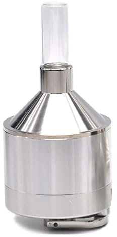 Moulin à poudre en métal avec entonnoir en verre à priser pour épices, thé, fleur, herbes, poudre (44 mm)