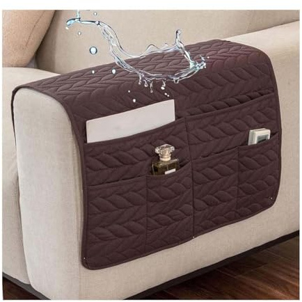 Miecoae Fundas para Reposabrazos Funda con Bolsillos Antideslizante Sillón Extraíble Lavable Sofa Sillon Felpa Suave Y Sillas Sofás Sofá Protector Brazos Silla Universal(Café Oscuro)