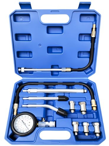 Kit di test di compressione 11 pezzi: tester di compressione per motori a benzina (0-300 psi/0-20 bar), manometro di compressione, compressore di pressione del cilindro