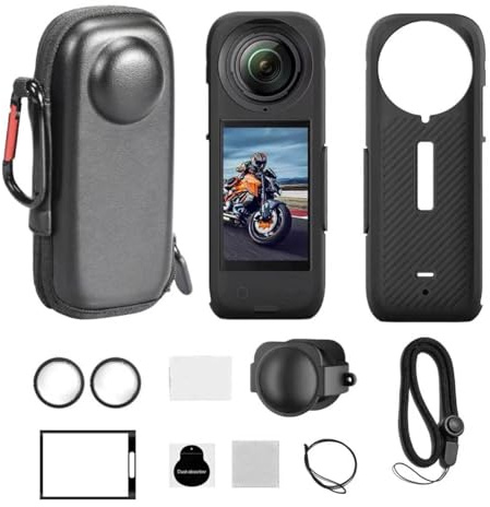JasonMighty For Insta 360 X4 (NO X4 AIR) Action Camera Protector Accessories Kit Include Camera Case/Silicone Cover/Lens Guards/Screen Tempered Glass