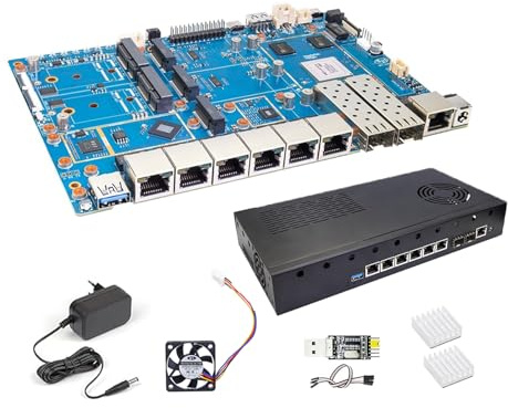 Banana Pi BPI R4 Pro WiFi 7 router OpenWrt, MT7988A CPU 4/8 GB DDR4 RAM 4X 2,5G Ethernet-port 2X 10G glasfiberport stöder 4G/5G, för Smart Home NAS Gateway Internet-tjänstrouter (KIT2,8 GB RAM)