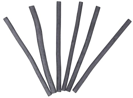 Yechiry Lot de 6 Bâtons de Charbon de Bois Doux et Veloutés avec Lignes Brillantes, Sélectionnés à la Main, Brillants et Cohérents pour Dessiner, Esquisser, Nature Morte, Peinture,