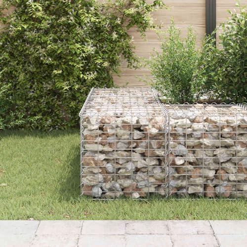 Cube Gabion Raised Bed Made of Galvanised Steel Wire, 50 x 50 x 50 cm, Robust Metal Planter for Garden and Outdoor, Ideal for Raised Beds, Flowers and Plants