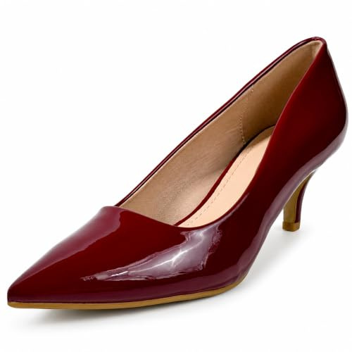 MISSCAI Escarpins Femme à Bout Pointu Effet Verni Talon 5,5 cm