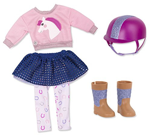 Glitter Girls Deluxe dockkläder 36 cm dockryttardräkt - ridstövlar, ridhjälm, tröja, kjol - tillbehör till dockor, leksaker från 3 år, slumpmässig färg