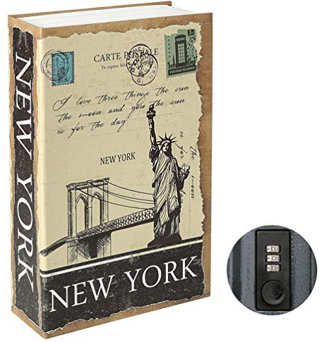 Parrency Diversion Book Safe with Combination Lock, Secrect Hidden Safe Lock Box Large, Medium, Newyork, 9 1/2 x 6 x 1 1/3, SBH-M008