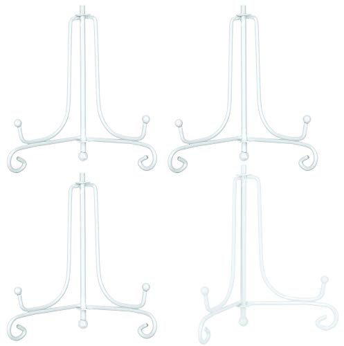 Hetoco 4 Inch White Easel Plate Holder Decorative Display Stands for Photo, Picture Frames, Decorative Plates, Paintings and Art Pieces (Pack of 4)