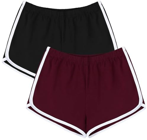 URATOT Lot de 2 Shorts de Sport en Coton pour Femme, Taille XL