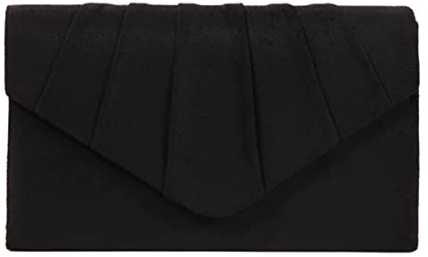 BBjinronjy Clutch Purses for Women Evening Bag Women's with Detachable Chain Wedding Prom Faux Suede (Black-Suede)