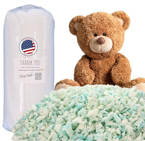Sleep Touch Strimlat minnesskum, tillverkat i USA, påfyllning, bönpåsefyllning, fyllning för soffa, stol, kudde och dynor, 2,25 kg