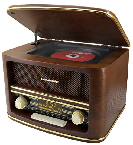Soundmaster NR961 Nostalgie - Sistema estéreo con reproductor de CD, MP3, DAB+, radio digital, USB, Bluetooth, streaming AUX-IN, ecualizador retro