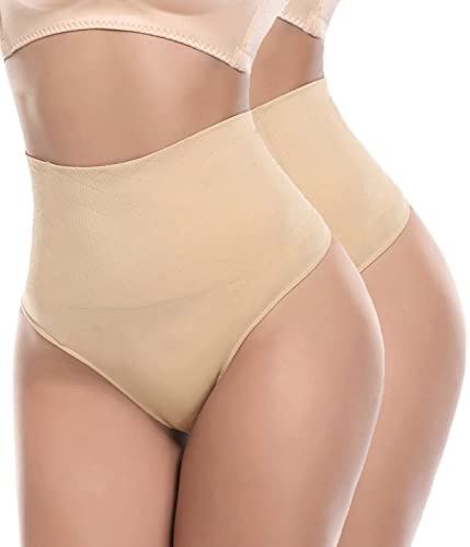 SOLO ACTFIT Femme String Gainant Culotte Gainante Taille Haute Gaine Amincissante Minceur Culotte Ventre Plat Tanga Sculptante Panty Thong (as4, Alpha, s, Regular, Regular, Beige*2)