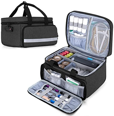 CURMIO Erste Hilfe Tasche Leer, Tragbar Medizinische Tasche mit Zahlenschloss, Notfalltasche für Zuhause, Reisen und Outdoor, Schwarz (Patent Angemeldet)