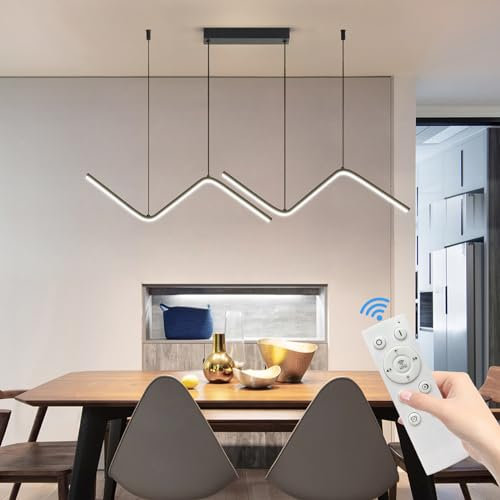 Mikeru Luce A Sospensione A Led Moderna, 120cm Soffitto Nero Ha Portato La Luce Del Pendente Del Tavolo Da Pranzo, 3000-6000k Dimmerabile Con Funzione Di Memoria, Adatto Per Ristoranti, Isole Cucina
