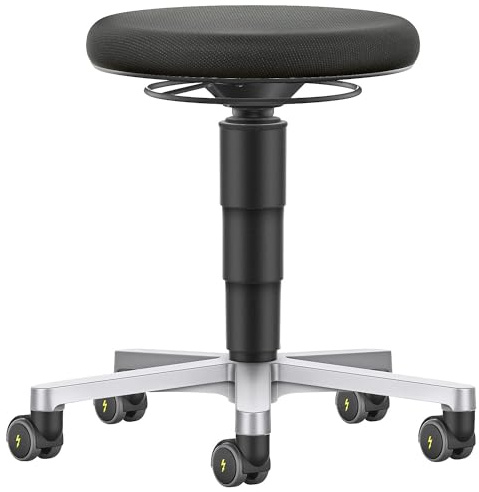bimos | ESD-Hocker mit Rollen | Stoff | Schwarz | Modern | Sitzhöhe: 450-650 mm