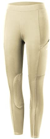 WILLIT Pantalon d'équitation pour enfant fille - Legging d'équitation - Pantalon d'été respirant et élastique avec poches, Kaki clair, XL