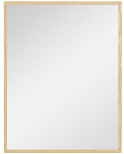 HOMCOM Specchio da parete rettangolare 90 x 70 cm, cornice in legno, ideale per bagno, soggiorno o camera da letto, naturale