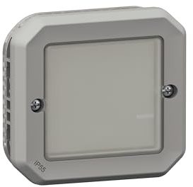 LEGRAND, Plexo New Connected-Feuchtraum-Aufputz-Lichtschalter, Dimmfunktion, Smart-Home, Home+Control-App, Sprachsteuerung, ohne Neutralleiter, 5-125W, LED-kompatibel, IP55-IK07, Farbe: Grau, 069875L