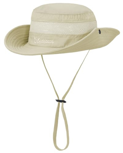 PONCEAU Kids Sun Hat- Breathable Adjustable Straw Wide Brim Bucket hat Unisex for Boys Girls Summer Outdoor hat Light Beige