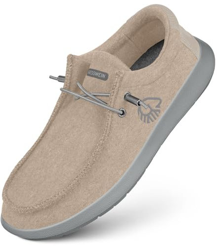 GIESSWEIN Merino Mokassin Damen - Slip on Schuhe aus Merino Wolle, Comfort Slipper, Frauen Halbschuhe, weiche, Bequeme & leichte Freizeitschuhe in komfortabler Weite, Schlupf Sneakers