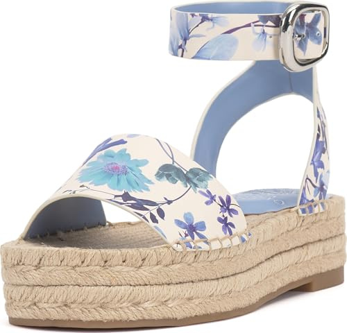Vince Camuto Women's Darna Espadrille Platform Sandal, Trellis Blue, 7.5