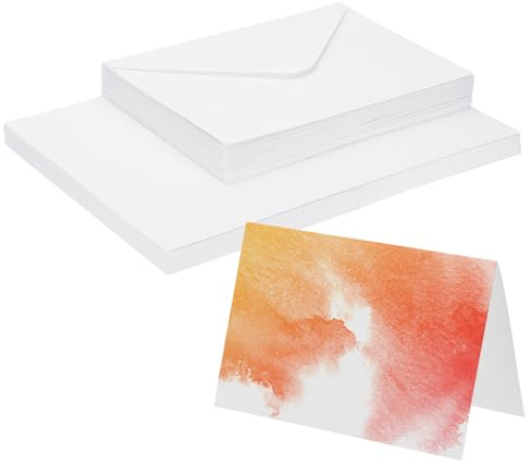 PATIKIL 30 Sets Cartes Aquarelle naturele Coton 140lb/300 GSM Cartes Postales Avec Enveloppes Pour Art Peinture Notes Creatives De Remerciement, 5x7 Pouces Format Pliable