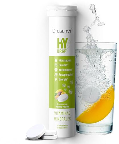 DRASANVI ELECTROLITOS Sin Azúcar | Tabletas Efervescentes de Hidratación + Vitaminas (C, B6, B12) | MAGNESIO, POTASIO y SODIO | Recuperación Muscular y Energía | 18 Comprimidos Sabor Mango