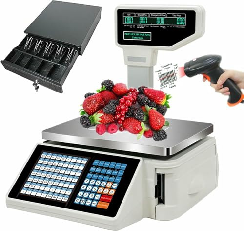 Elektronisk etikettutskrift skalaDigital streckkodsvåg med 63 genvägstangenterKommersiellt pris datorvåg för stormarknad 30 kg/70 kg kapacitet