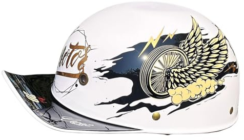 Casco Da Moto A Mezza Calotta Casco Da Moto Vintage Tipo Berretto Da Baseball Casco Estivo A Mezza Calotta Casco Da Cruiser Chopper Scooter Per Uomo E Donna Omologato DOT/ECE 1,XXL(60-61CM)