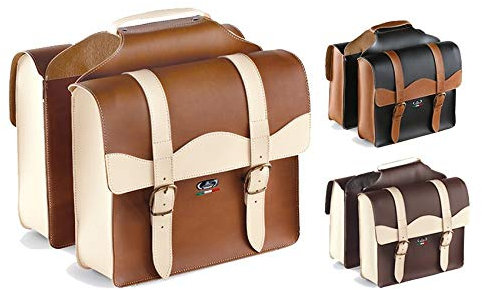 Selle Montegrappa Fahrradtasche Doppelpacktasche Leder BAULETTO 0024/V Farbe: Hellbraun Creme