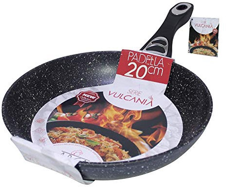 Vulcania 20 Padella in Pietra Lavica, Rivestimento in Teflon Antiaderente, Fondo ad Induzione da 4mm
