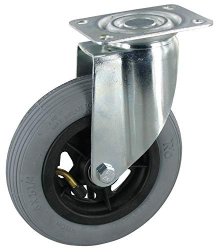 Rollentechnik Lenkrolle mit Feststeller Rad Luftreifen Ø150x30 mit Kugellager & Anschraubplatte Bauhöhe 188mm Tragfähigkeit 60 kg