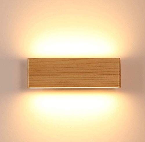 Martll Wandleuchte LED Holz Wandlampe Innen Wandbeleuchtung für Schlafzimmer Flur Korridor Treppe Wohnzimmer Innenbeleuchtung Warmweiß Nachtlicht (22cm)