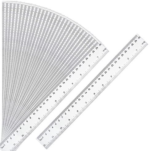 30 Packs Clear Plastic Ruler 12 Inch with Centimeter and Millimeter, Metric Rulers Bulk for Kids Classroom School Office
