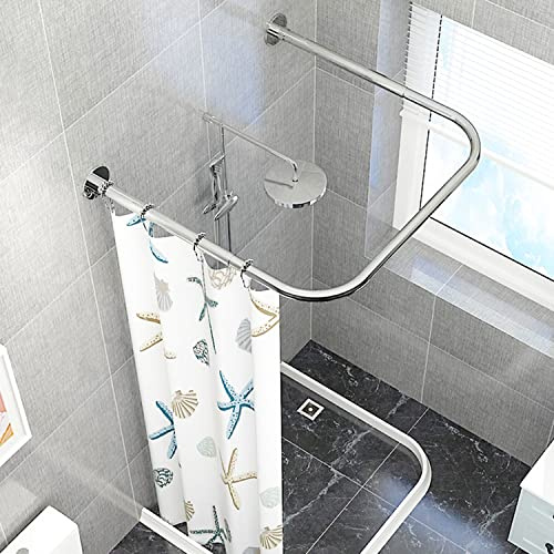 Duschvorhangstangen U-Form, Teleskop-Duschvorhangwinkelstangen, Edelstahlmaterialien, Ohne Bohren, für Badezimmer, Badewanne, Schrank usw (Size : 80x80x80cm)
